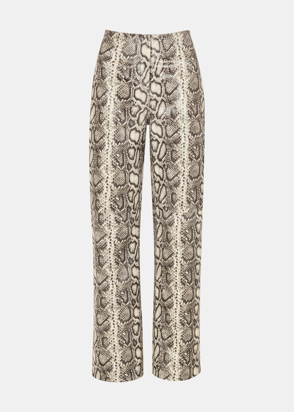 Snake Print Leather Trousers