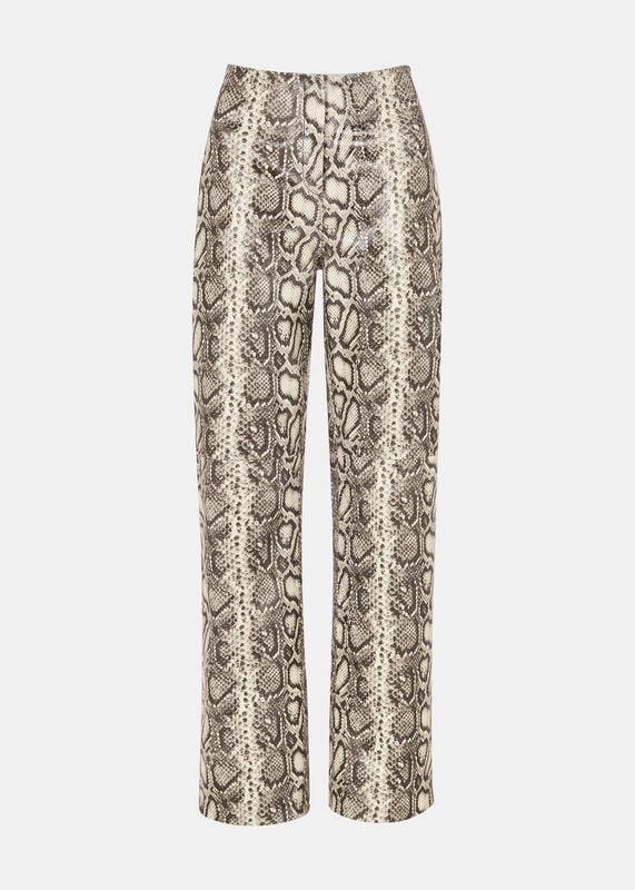 Multicolour Snake Print Leather Trousers