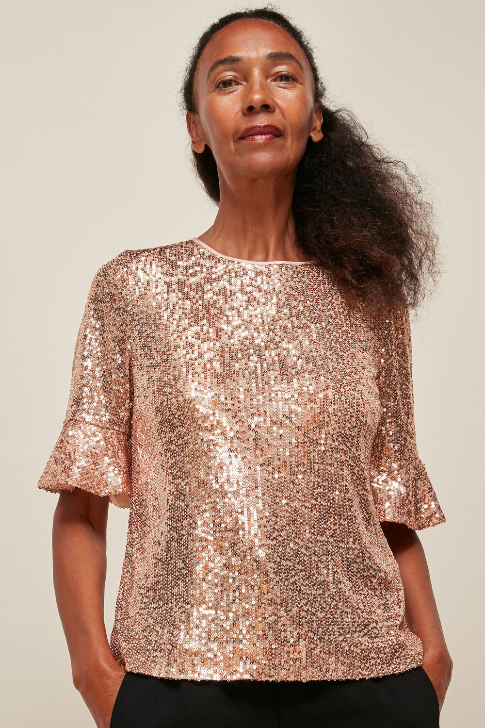 Champagne Sada Sequin Top