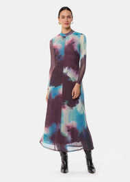 Oil Paint Print Mesh Dress