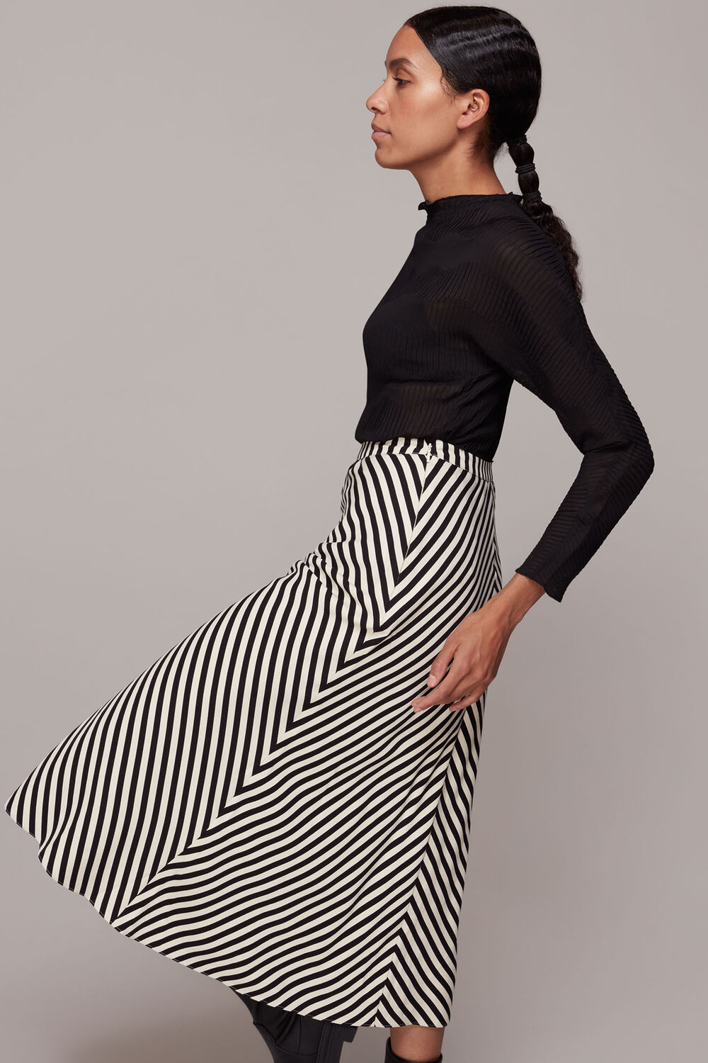 Diagonal Stripe Skirt