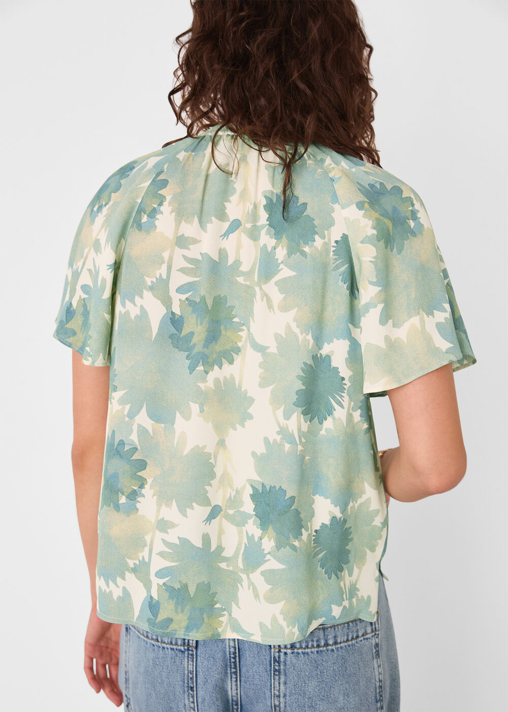 Floral Tie Neck Blouse