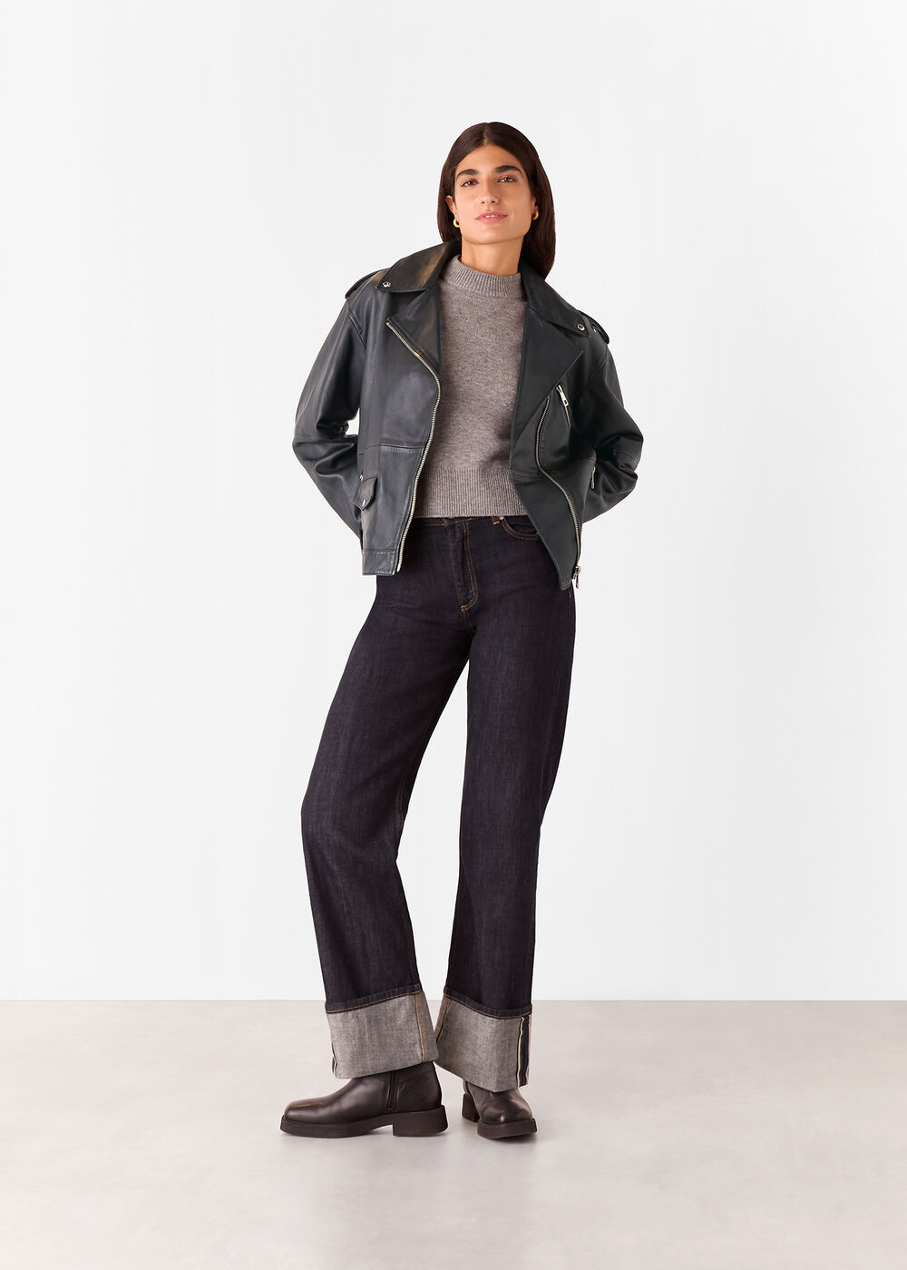 Freja Leather Biker Jacket