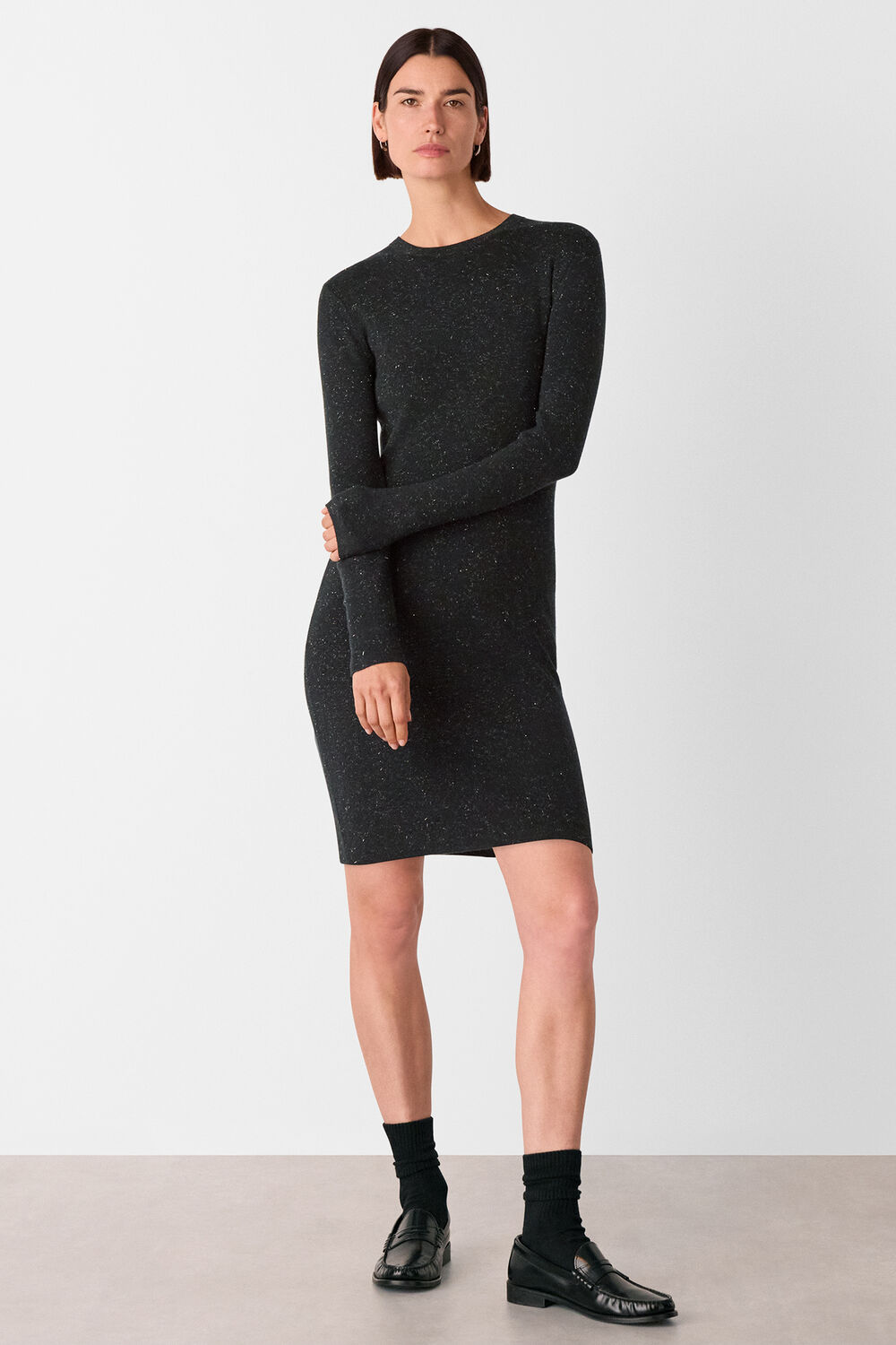Black Annie Sparkle Short Knit Dress