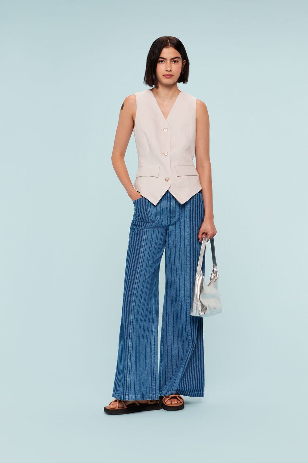 Patchwork Vertical Stripe Jean