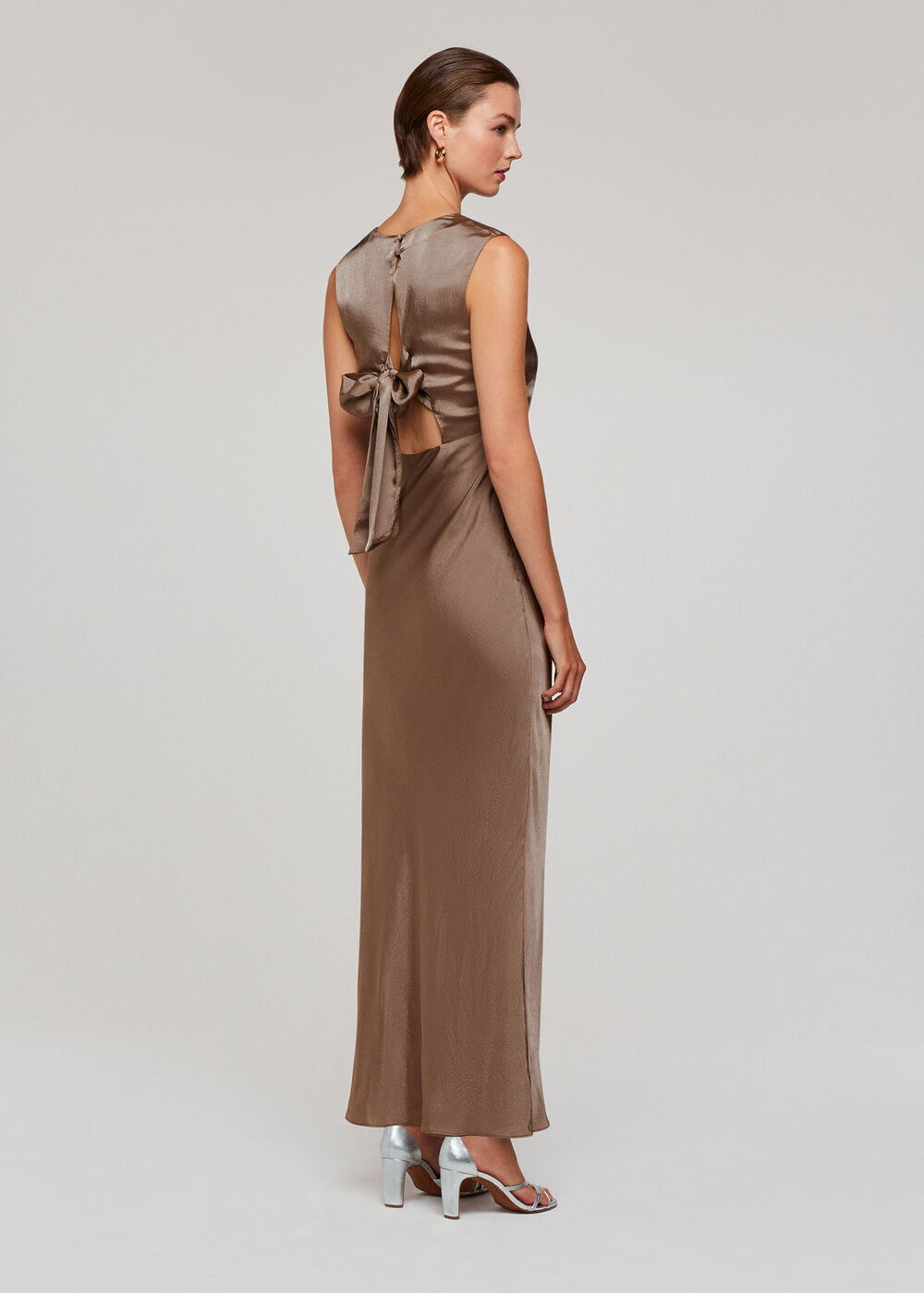 Cowl Neck Satin Maxi Dress