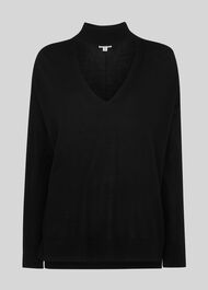 Choker Neck Merino Wool Knit Black