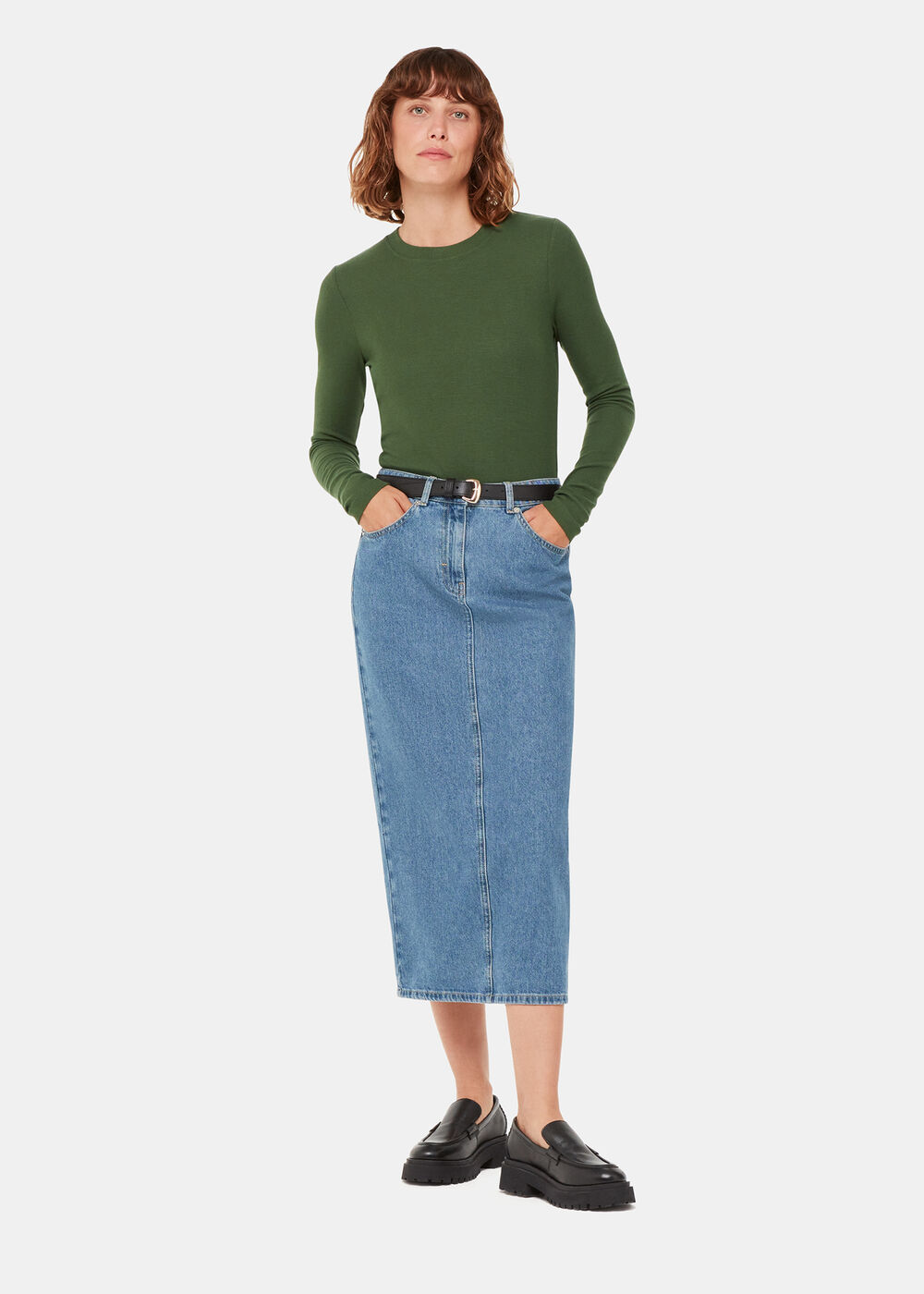 Khaki Essential Ribbed Crew Neck