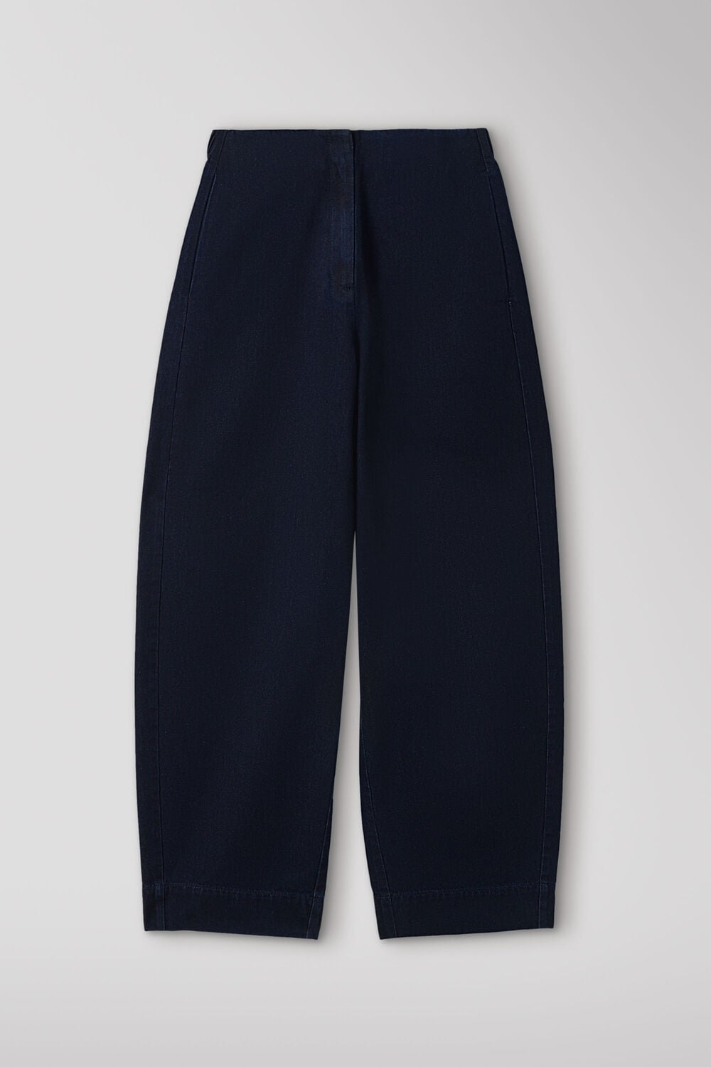 Dark Denim High Rise Clean Barrel Trouser