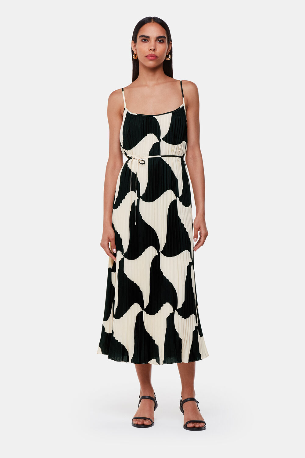 Black Triangle Swirl Pleated Dress