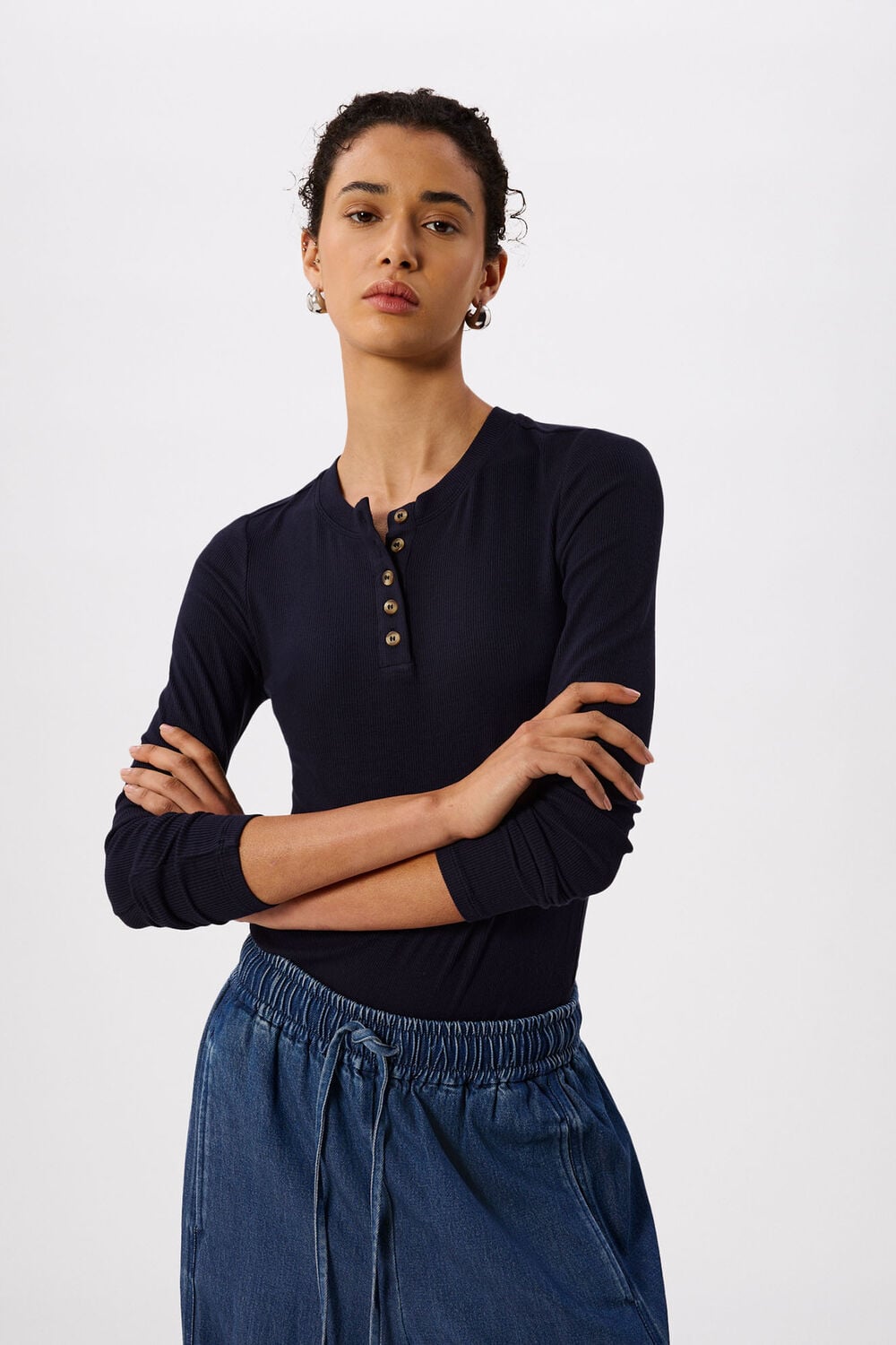 Navy Essential Rib Henley