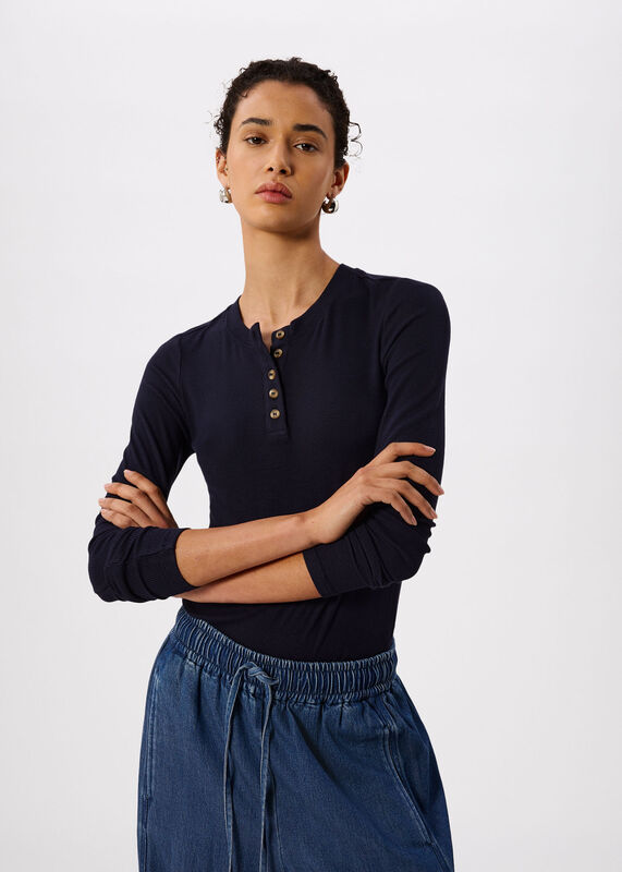 Navy Essential Rib Henley