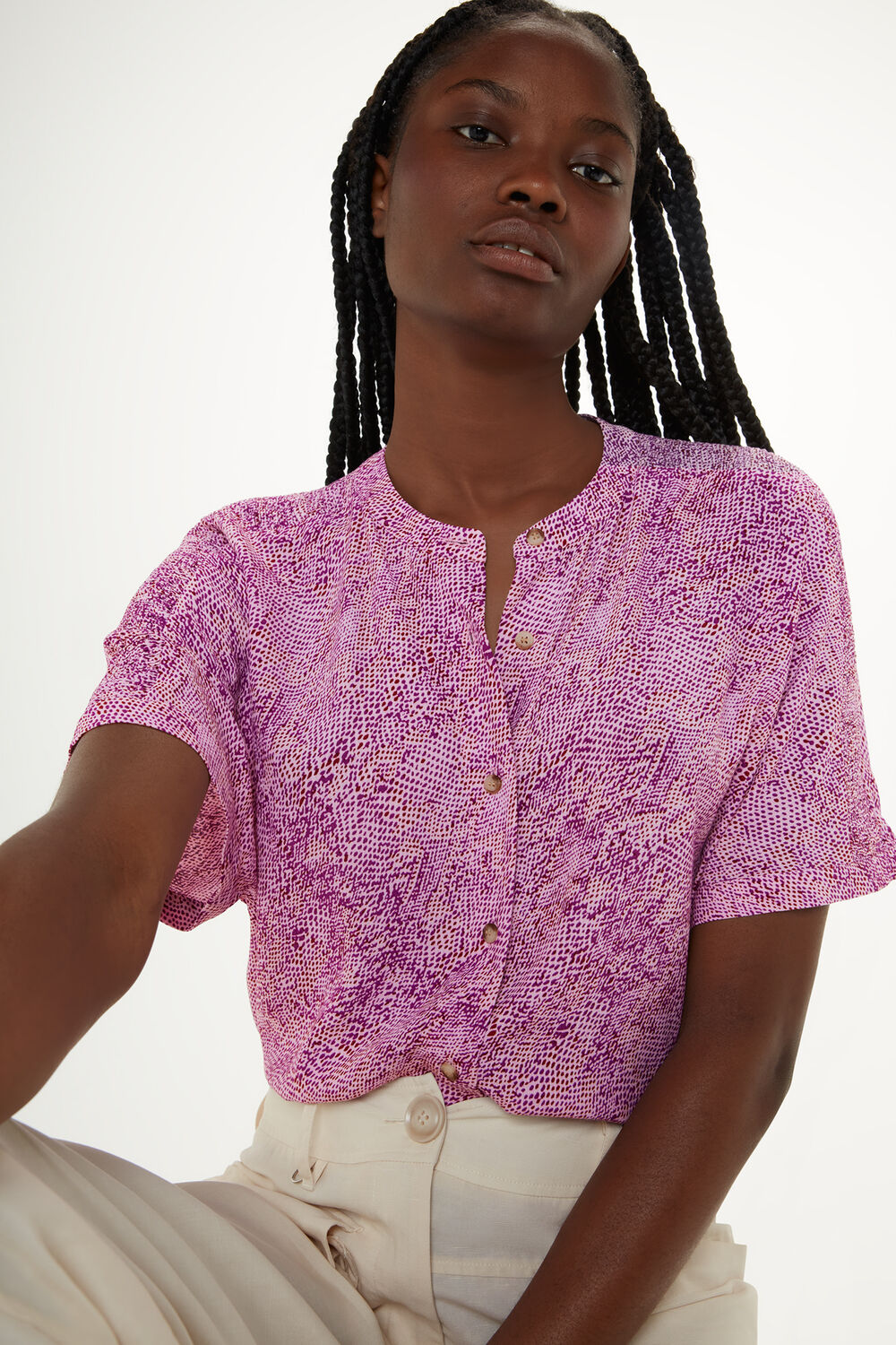Pink Diagonal Snake Maisie Top