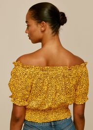 Floral Line Beach Crop Top Yellow/Multi