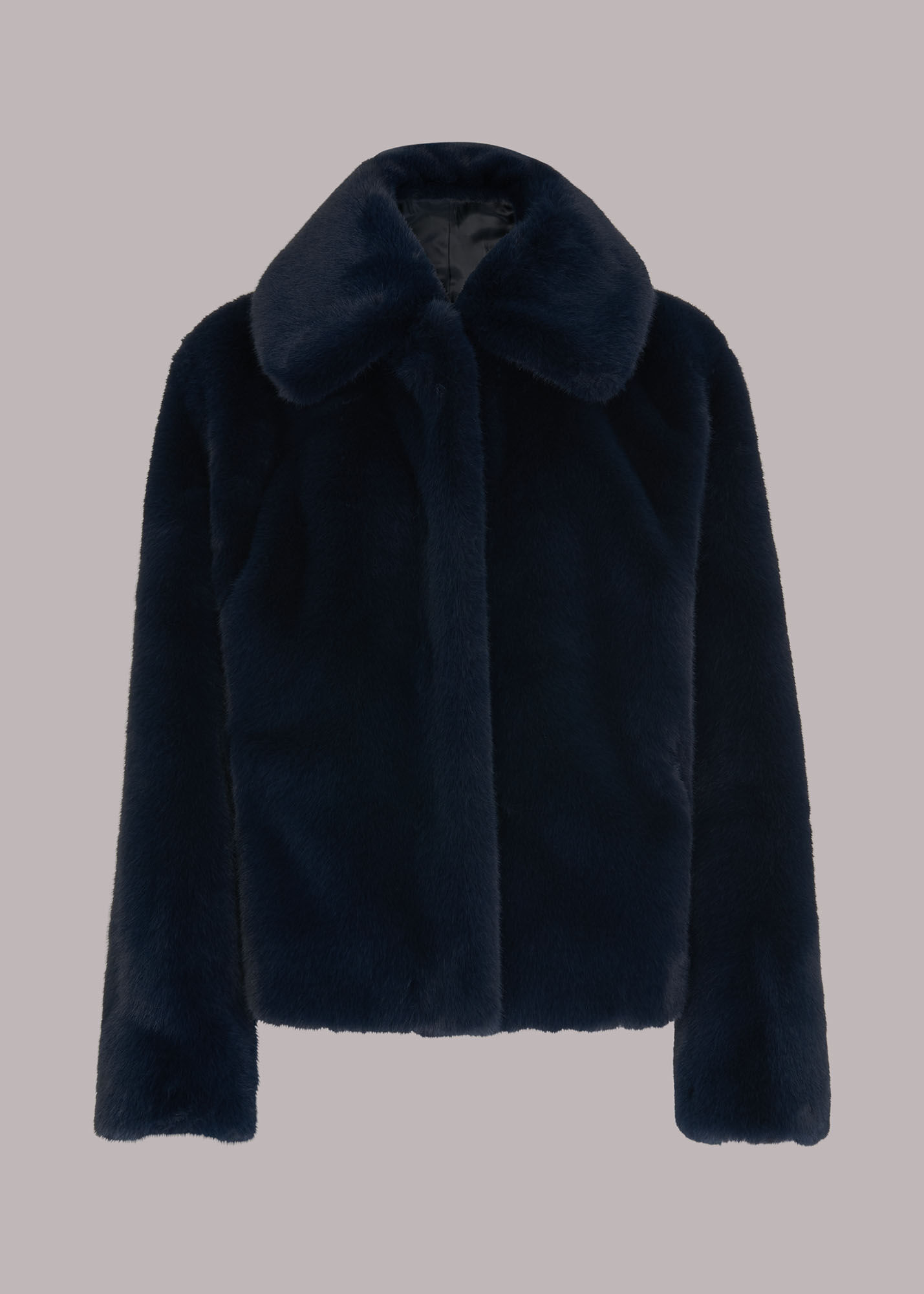 Navy Drew Faux Fur Coat