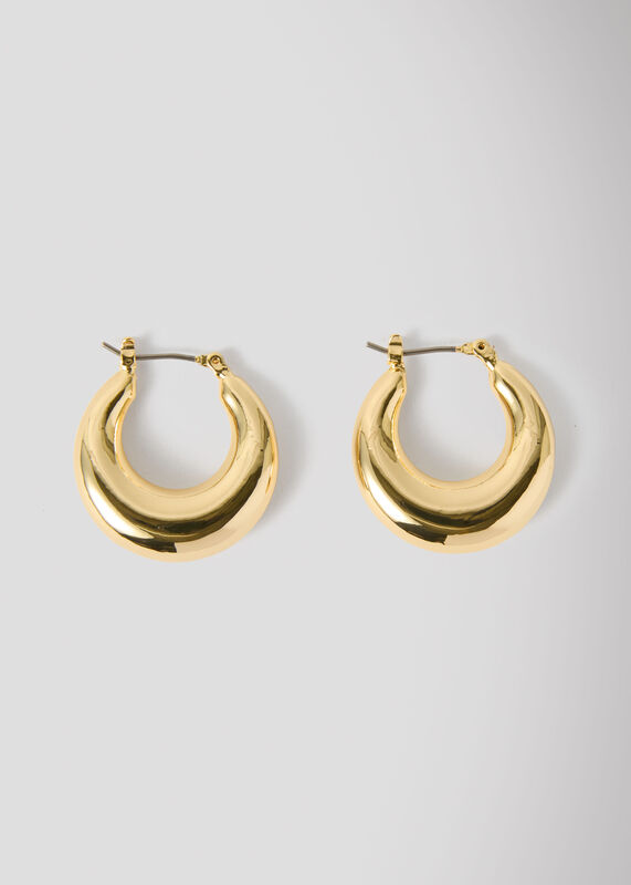 Gold Curved Chunky Hoop Earring