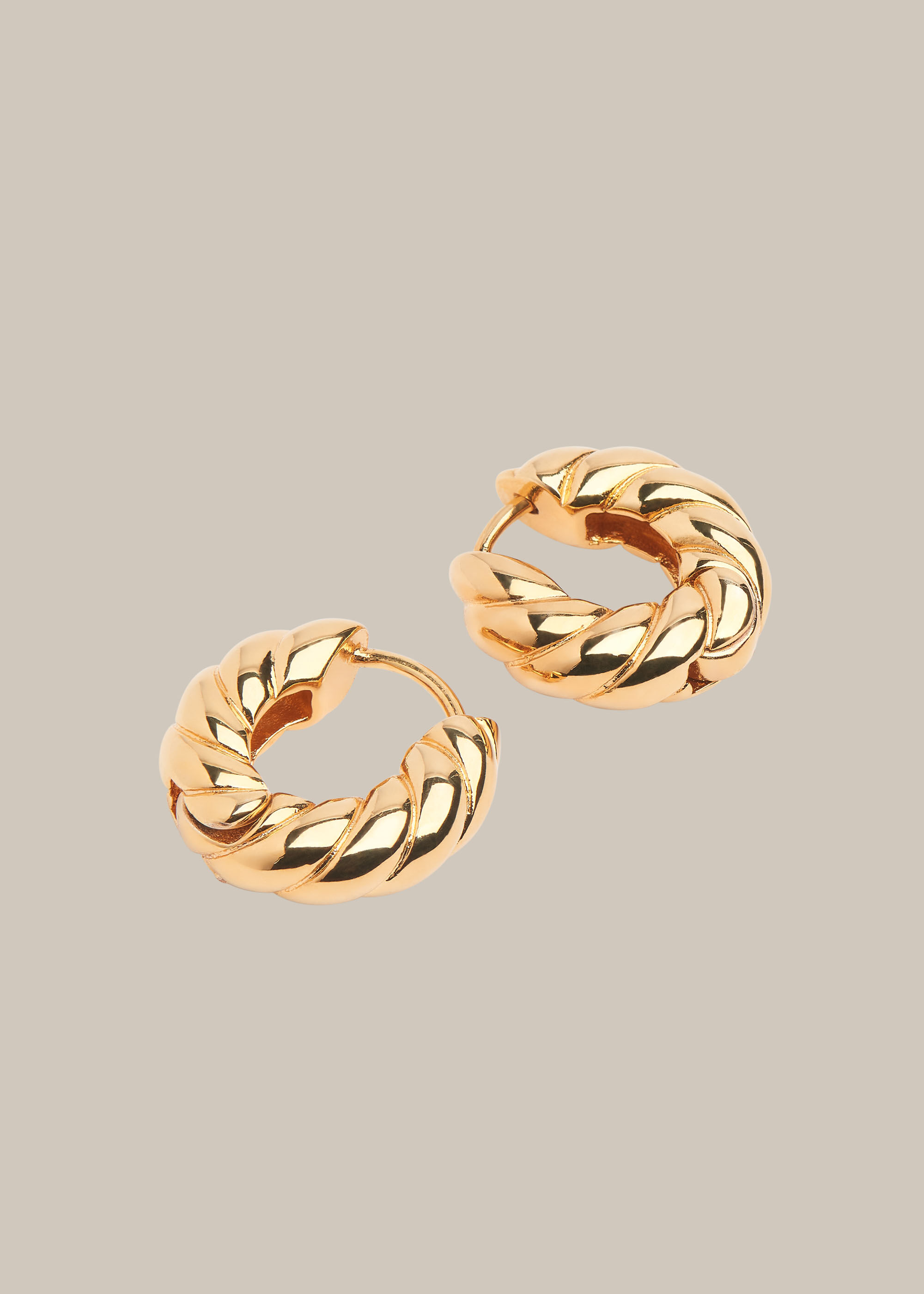 Gold Twisted Huggie Hoop