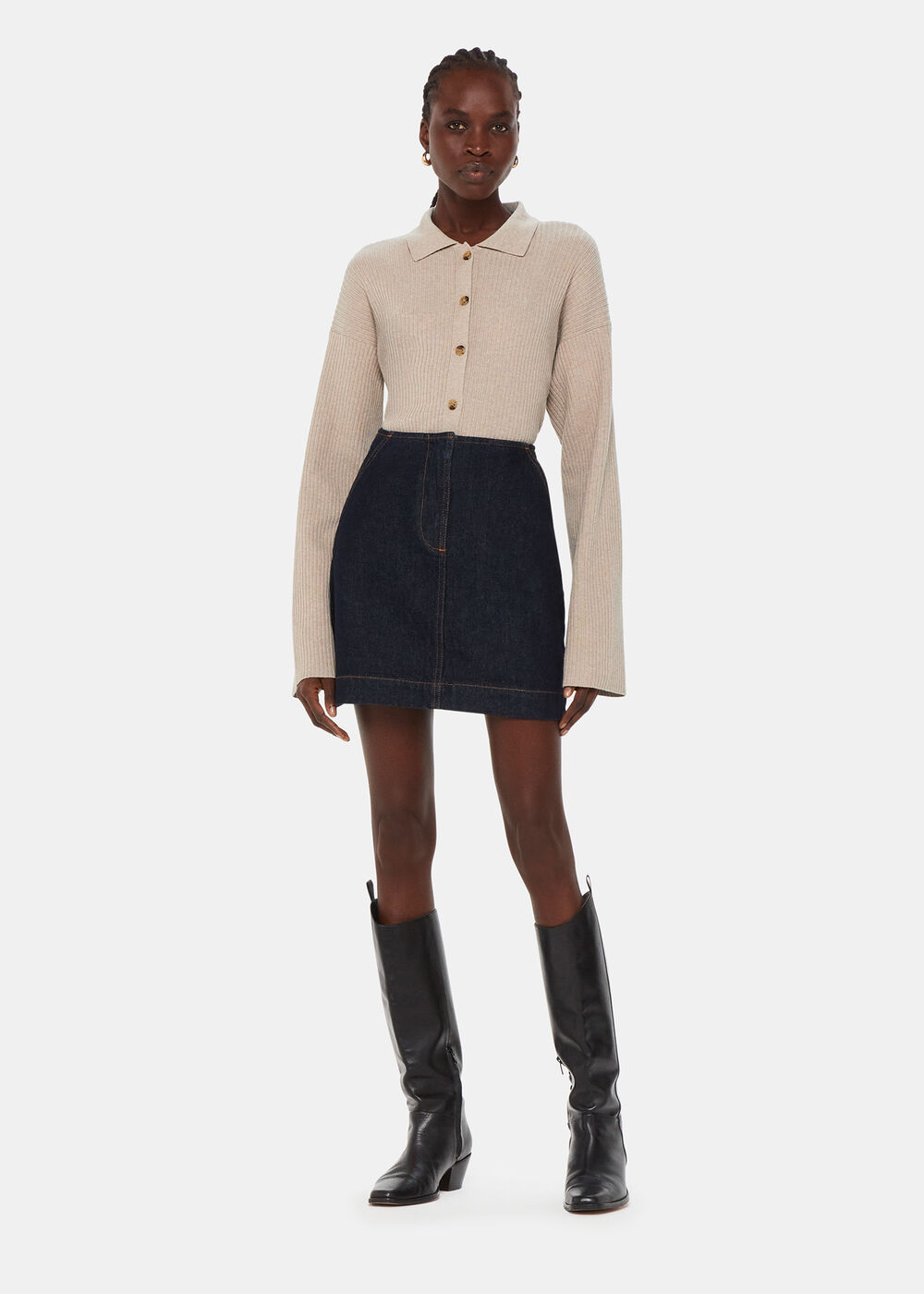 Rib Collar Cardigan