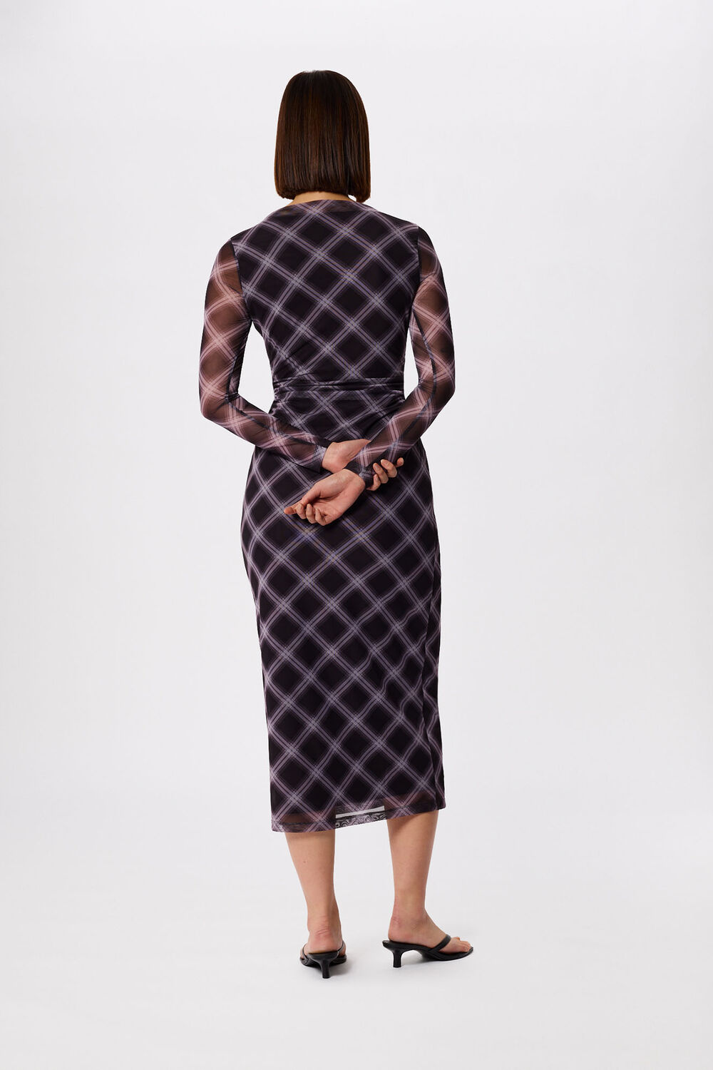 Burgundy Check Mesh Dress
