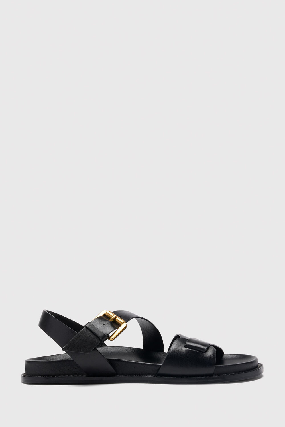 Black Asymmetric Buckle Sandal