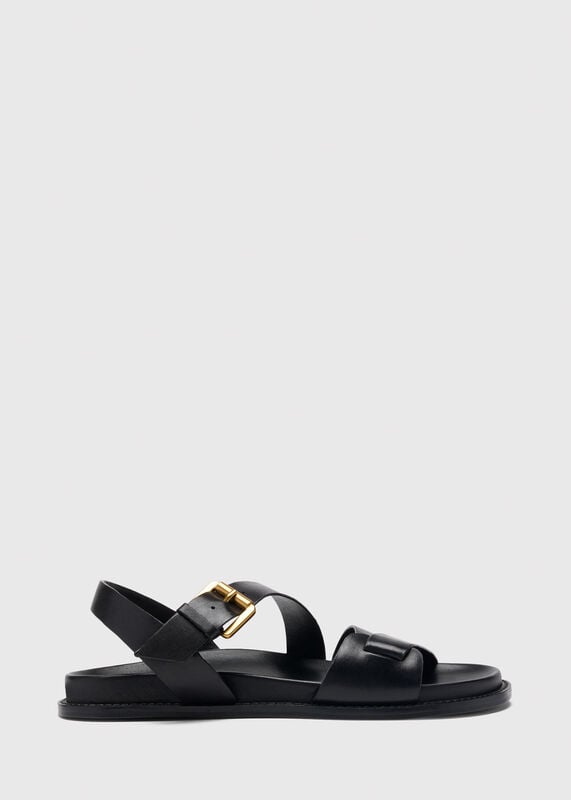 Black Asymmetric Buckle Sandal