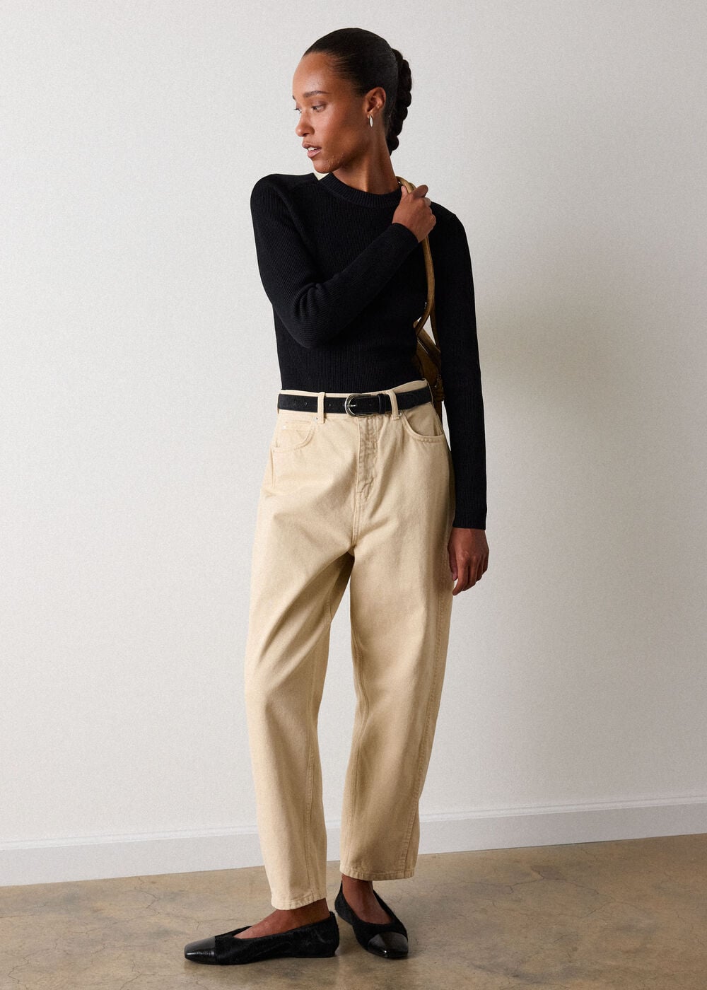 Black Tie Back Rib Knit Top