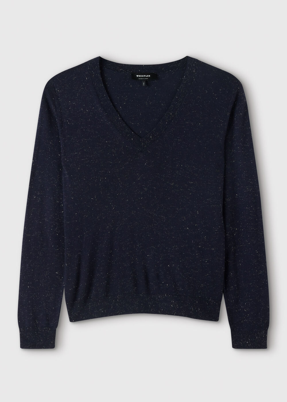 Navy Annie Sparkle V Neck Knit