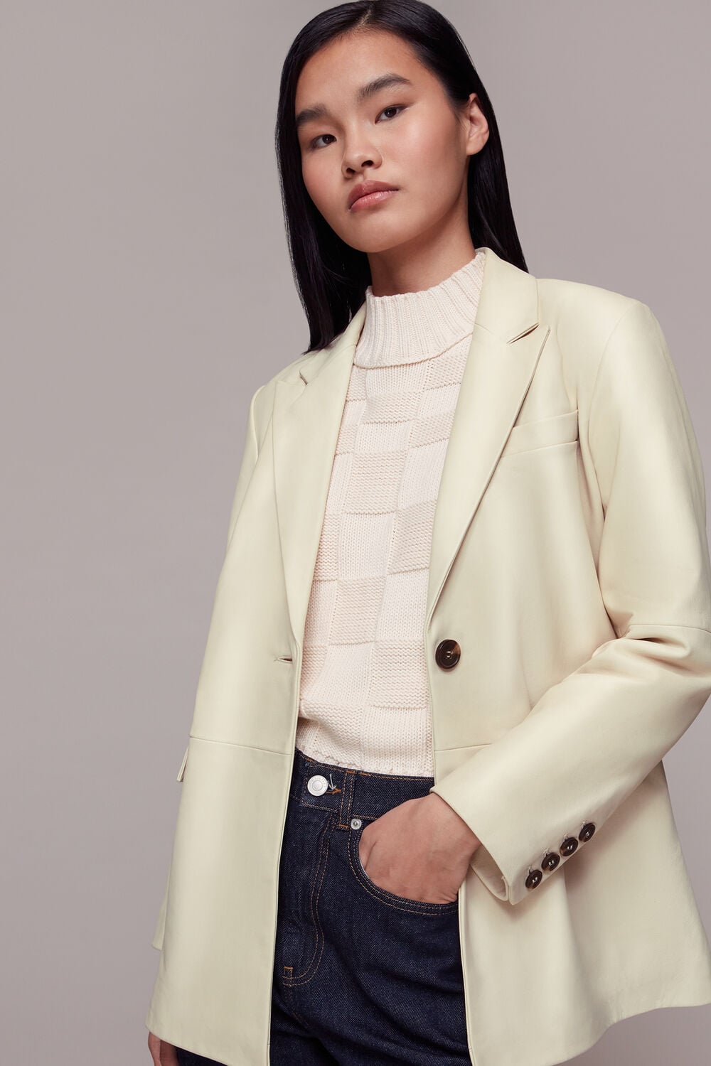Stina Leather Blazer