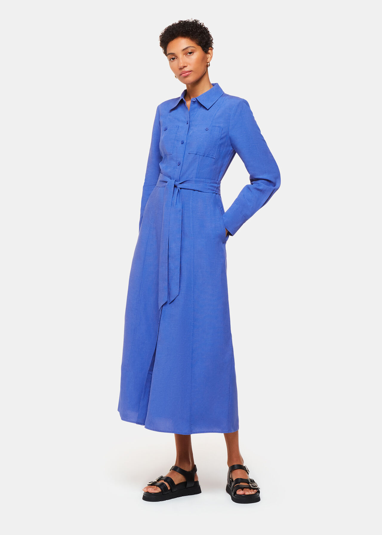 Blue Estella Shirt Dress | WHISTLES | Whistles UK
