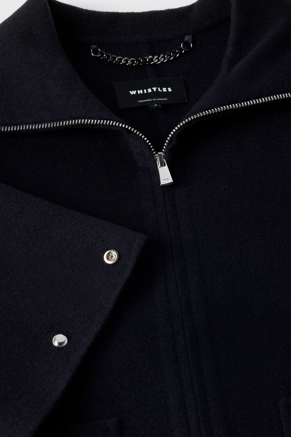 Navy Funnel Neck Double Face Jacket
