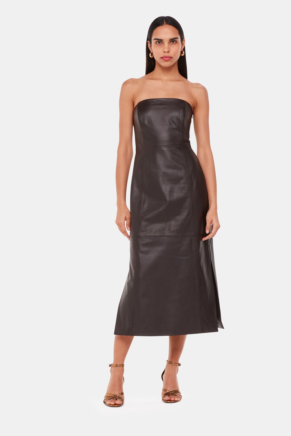 Chocolate Leather Bandeau Dress