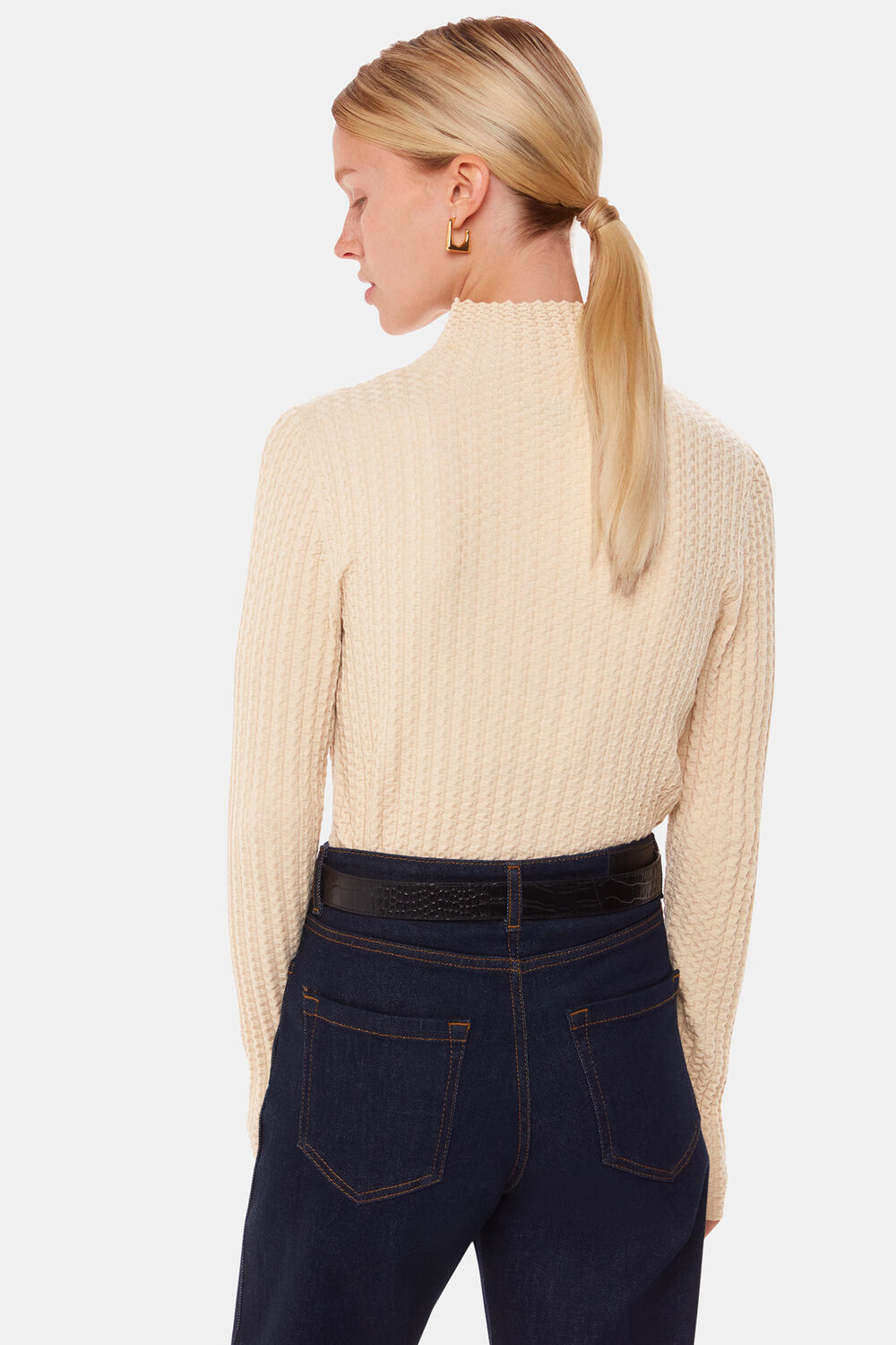 Textured Detail High Neck Knit