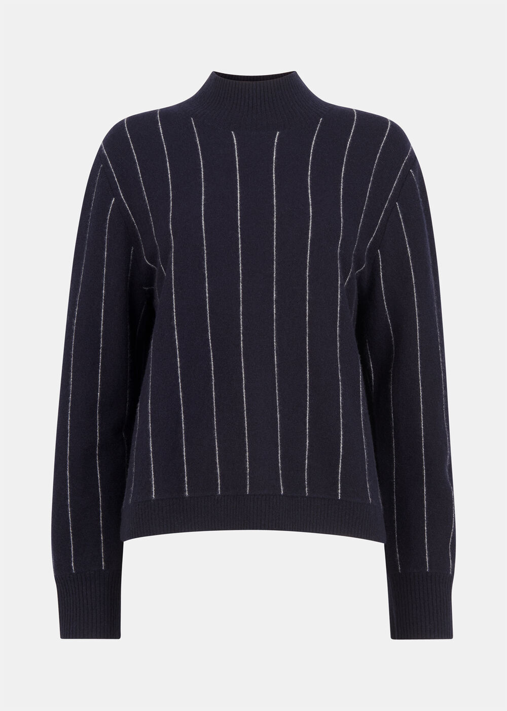 Stripe Wool Funnel Neck Knit