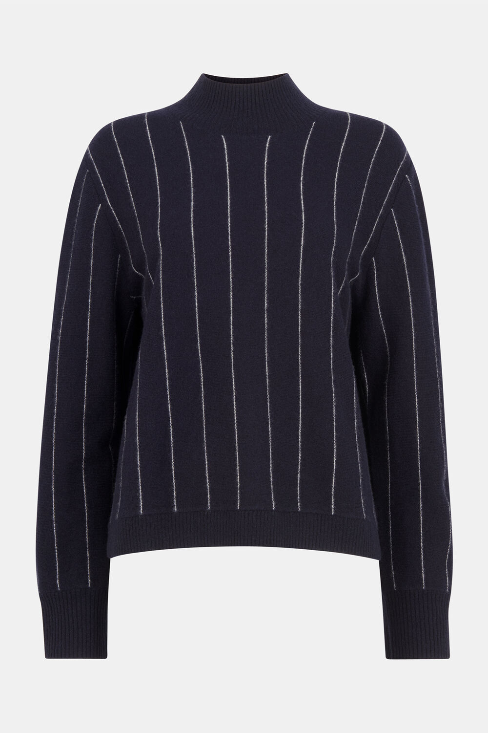 Stripe Wool Funnel Neck Knit