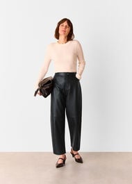 Leather Barrel Leg Trouser