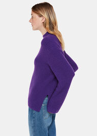 Wool Mix Rib Funnel Neck