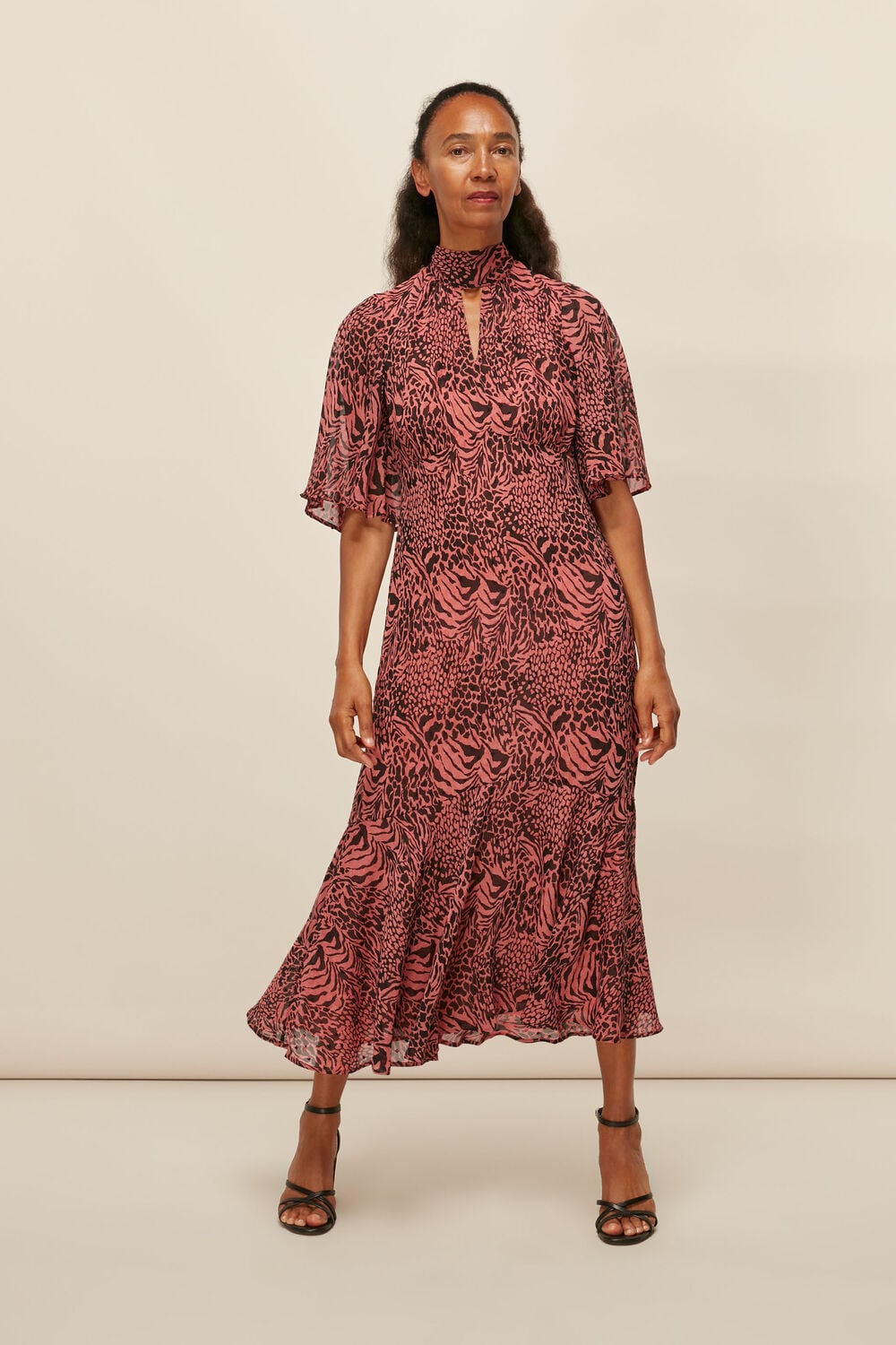 Desert Zebra Print Midi Dress