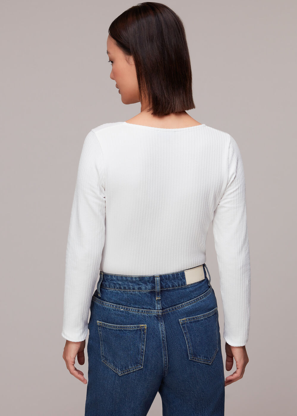 Square Neck Long Sleeve Rib
