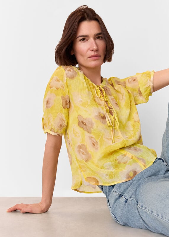 Yellow Sunshine Floral Texture Blouse