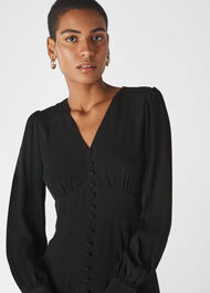 Short Button Through Dress Black