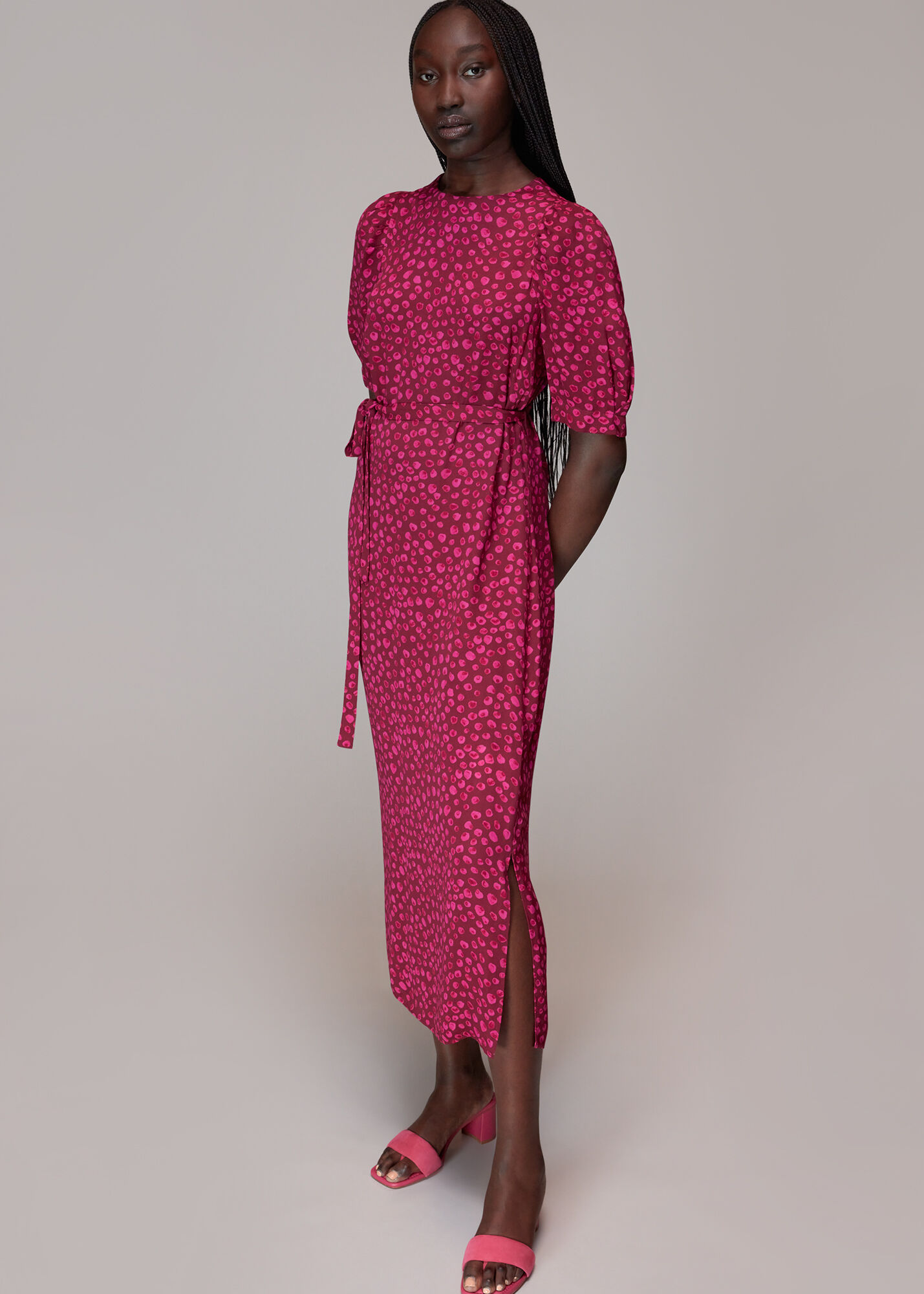 Pink/Multi Lava Spot Cut Out Midi Dress | WHISTLES