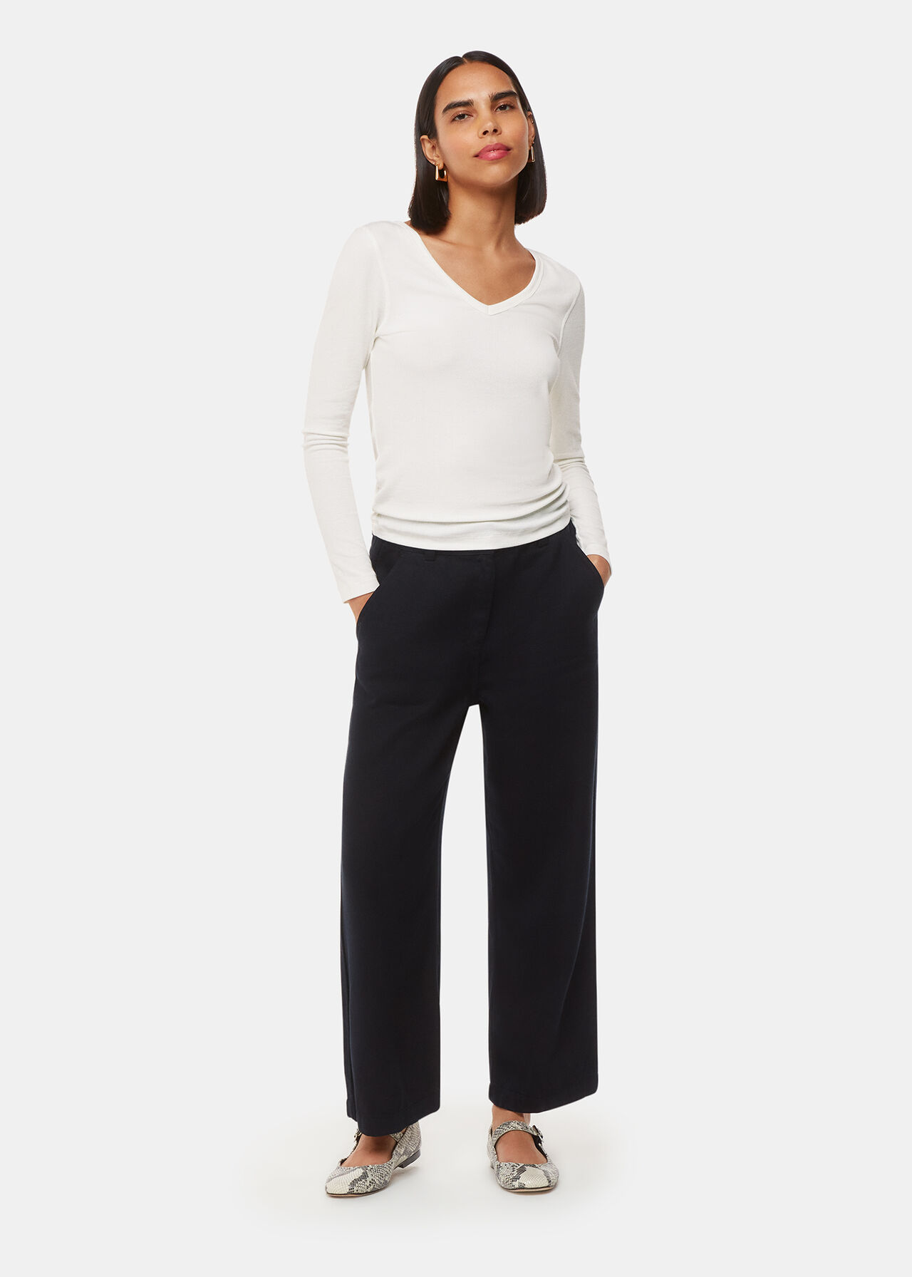 Essential Ribbed V Neck