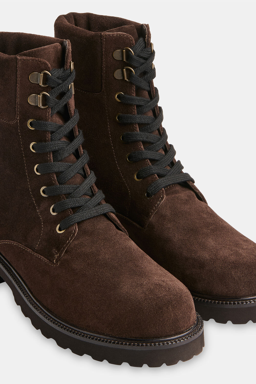Chocolate Suede Lace Up Boot