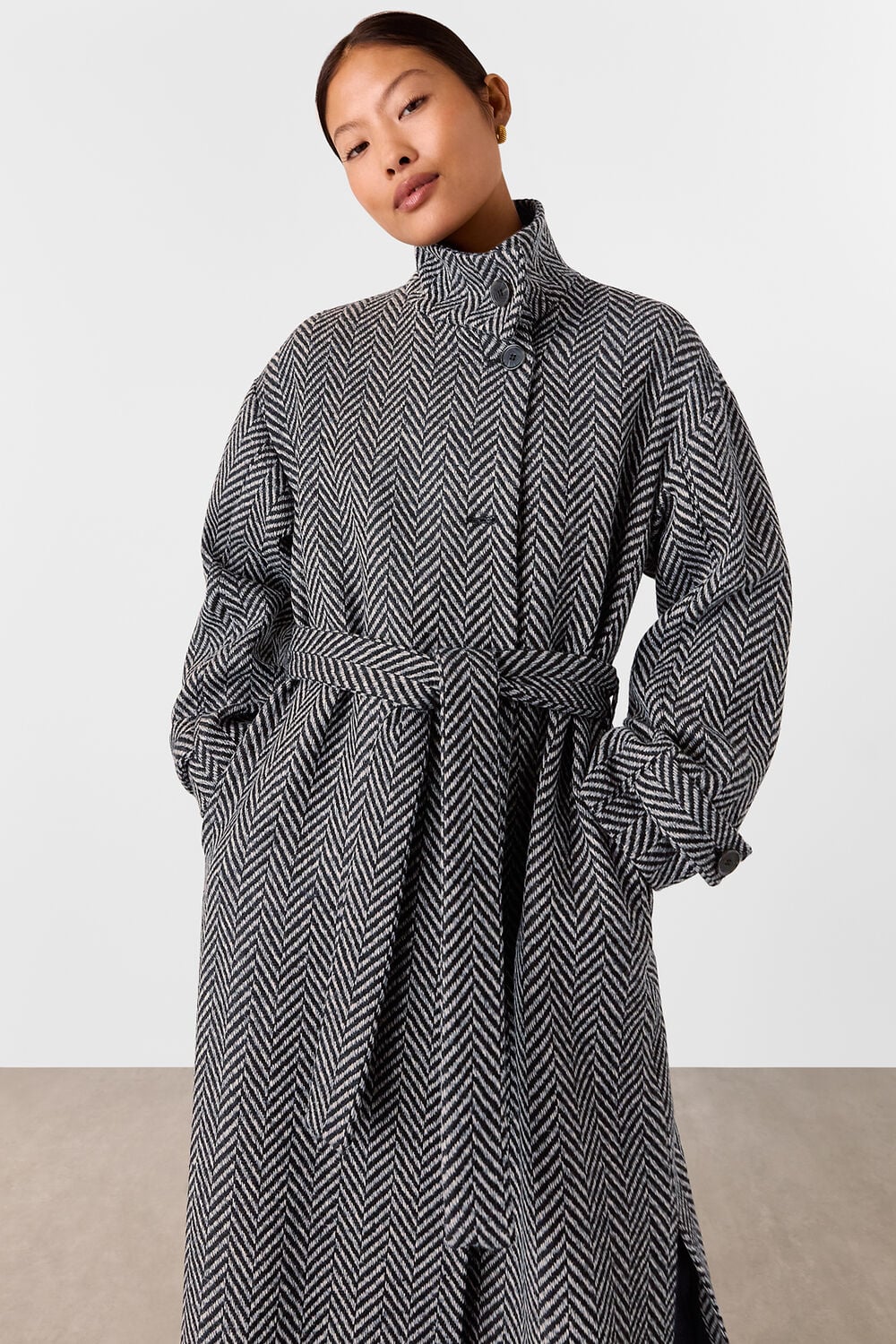 Multicolour Petite Cosette Funnel Neck Coat