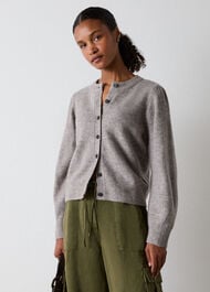 Wool Mix Puff Sleeve Cardigan