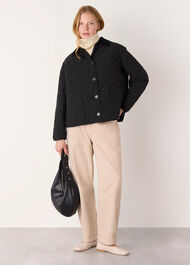 Short Quilted Cord Collar Coat