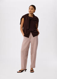 Petite Linen Barrel Leg Trouser