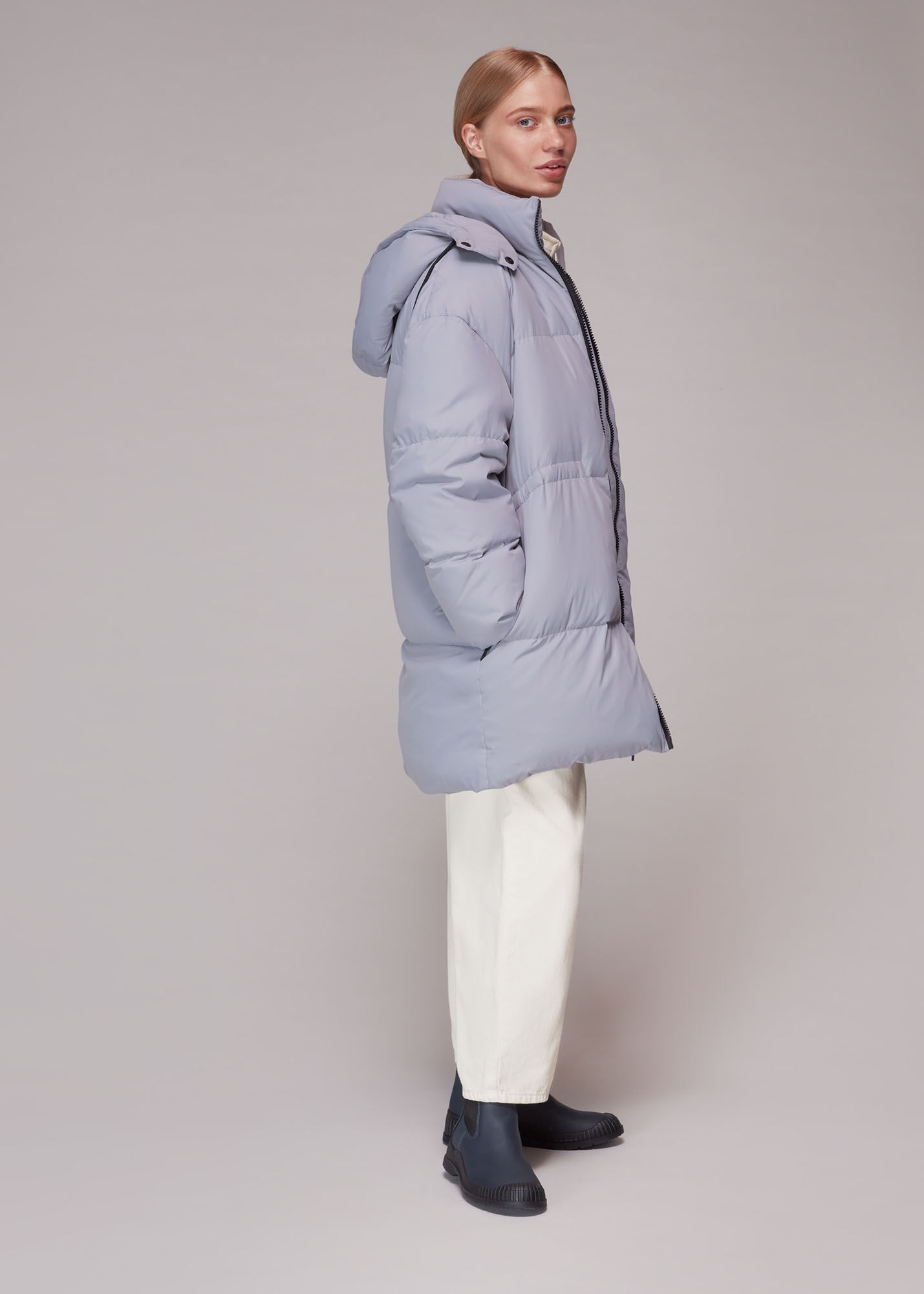Pale Blue Esme Hooded Down Puffer Coat WHISTLES