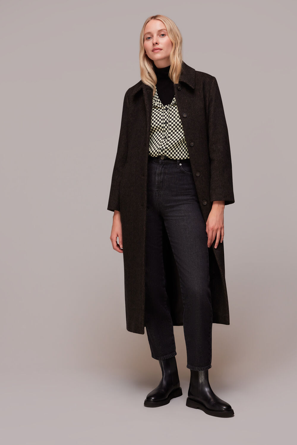 Checkerboard Collar Detail Top