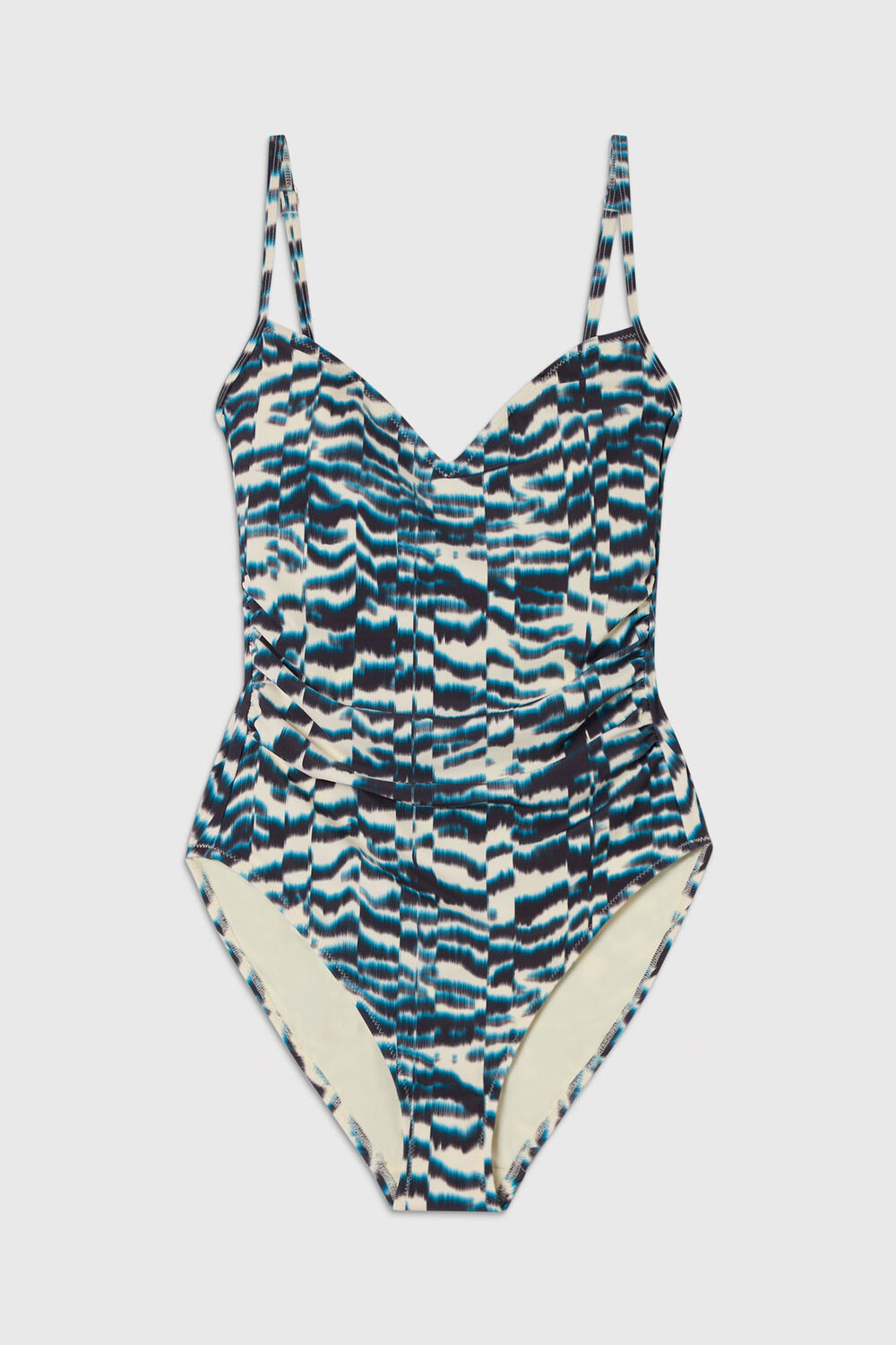 Black V Neck Printed Swimsuit